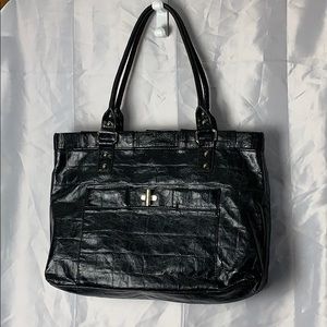 Liz Claiborne Buxton black embossed tote.